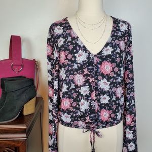 Arizona Jean Co Floral Pullover Top w/ Functional Buttons NEW NWT Size M
